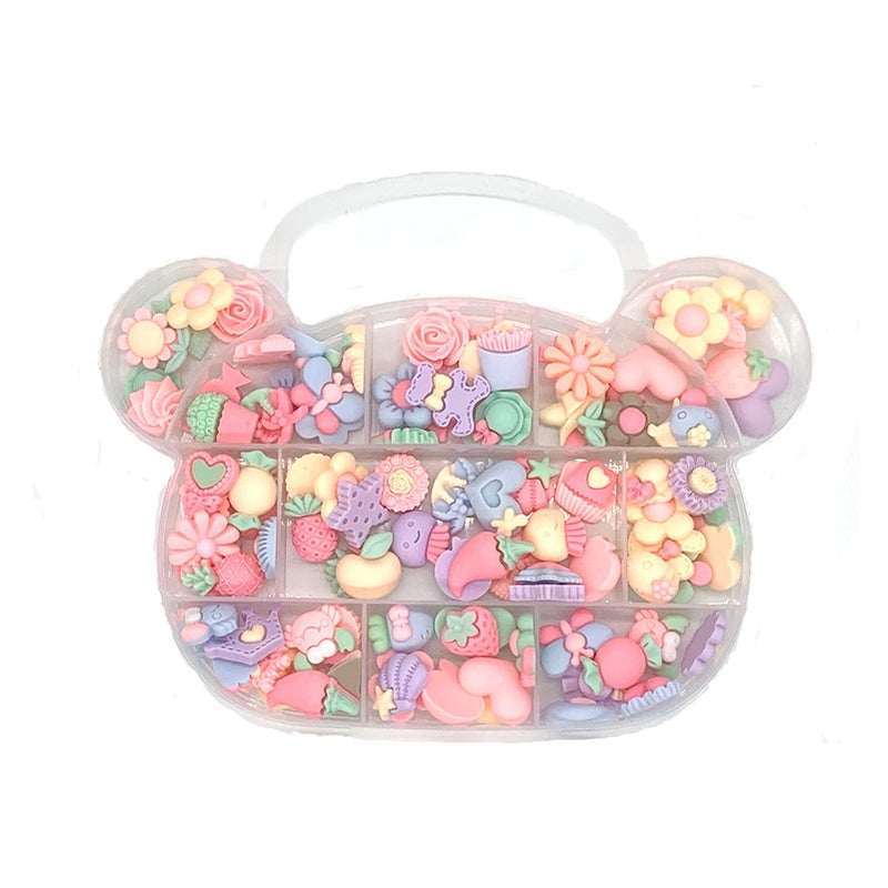 CiCy 100pcs Resin Flatback Charms Set Mixed Slime Charms Resin Cabochons Making Supplies with Bear Container for DIY Crafts Scrapbooking Jewelry Making, Mixed Color, 16-26mm - Image 1