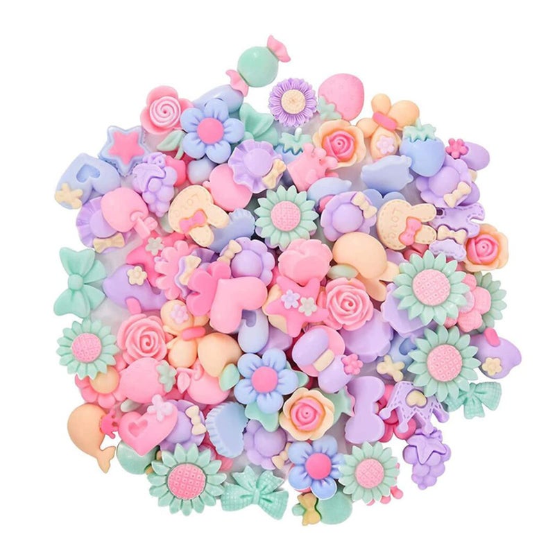 CiCy 100pcs Resin Flatback Charms Set Mixed Slime Charms Resin Cabochons Making Supplies with Bear Container for DIY Crafts Scrapbooking Jewelry Making, Mixed Color, 16-26mm - Image 2
