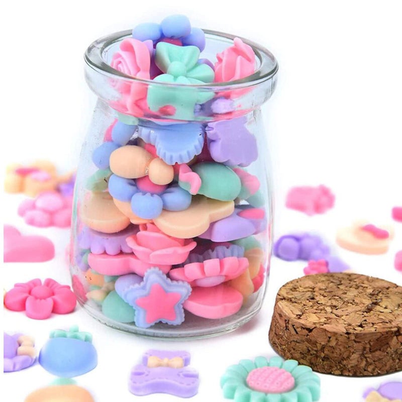 CiCy 100pcs Resin Flatback Charms Set Mixed Slime Charms Resin Cabochons Making Supplies with Bear Container for DIY Crafts Scrapbooking Jewelry Making, Mixed Color, 16-26mm - Image 3