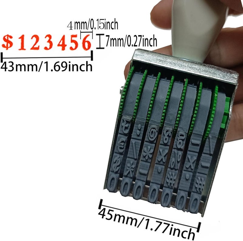 zeng 7 Digits Rubber Number Stamp, Adjustable Number 0-9 and Symbols, Manual DIY Date,Business, Office, 43x7mm Imprint, Ink Not Include - Image 3
