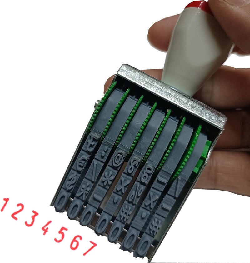 zeng 7 Digits Rubber Number Stamp, Adjustable Number 0-9 and Symbols, Manual DIY Date,Business, Office, 43x7mm Imprint, Ink Not Include - Image 4