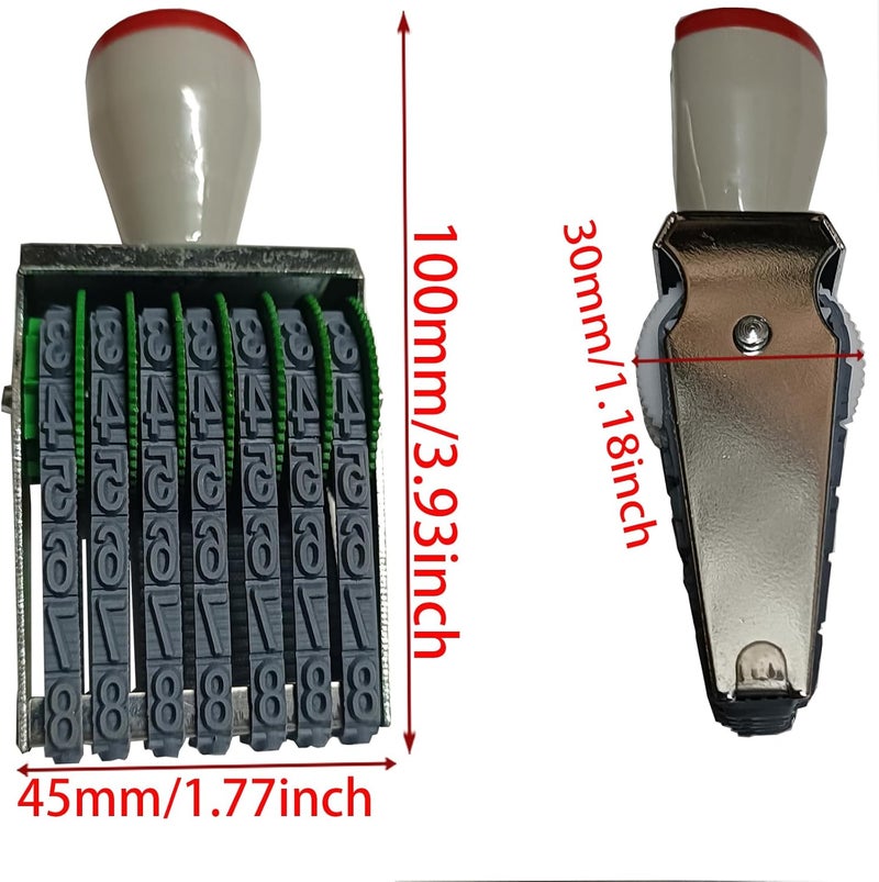 zeng 7 Digits Rubber Number Stamp, Adjustable Number 0-9 and Symbols, Manual DIY Date,Business, Office, 43x7mm Imprint, Ink Not Include - Image 2