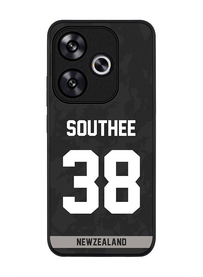 Stylizedd Rugged Black edge case for Xiaomi Poco F6 / Xiaomi Redmi Turbo 3, Slim fit Case Flexible Cover - Team New zealand Tim Southee, Jersey No 38 - Image 1