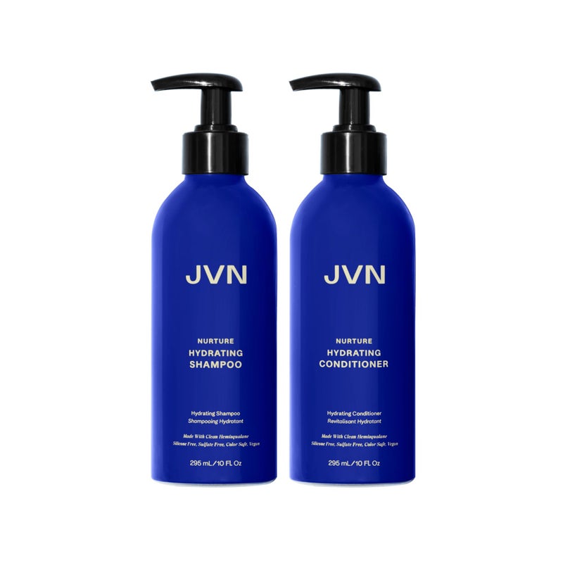 JVN Nurture Hydrating Shampoo & Conditioner (20 Fl Oz), Nurture Shampoo & Conditioner for All Hair Types, Detangles & Softens Hair, Made with Clean Hemisqualane - Image 1