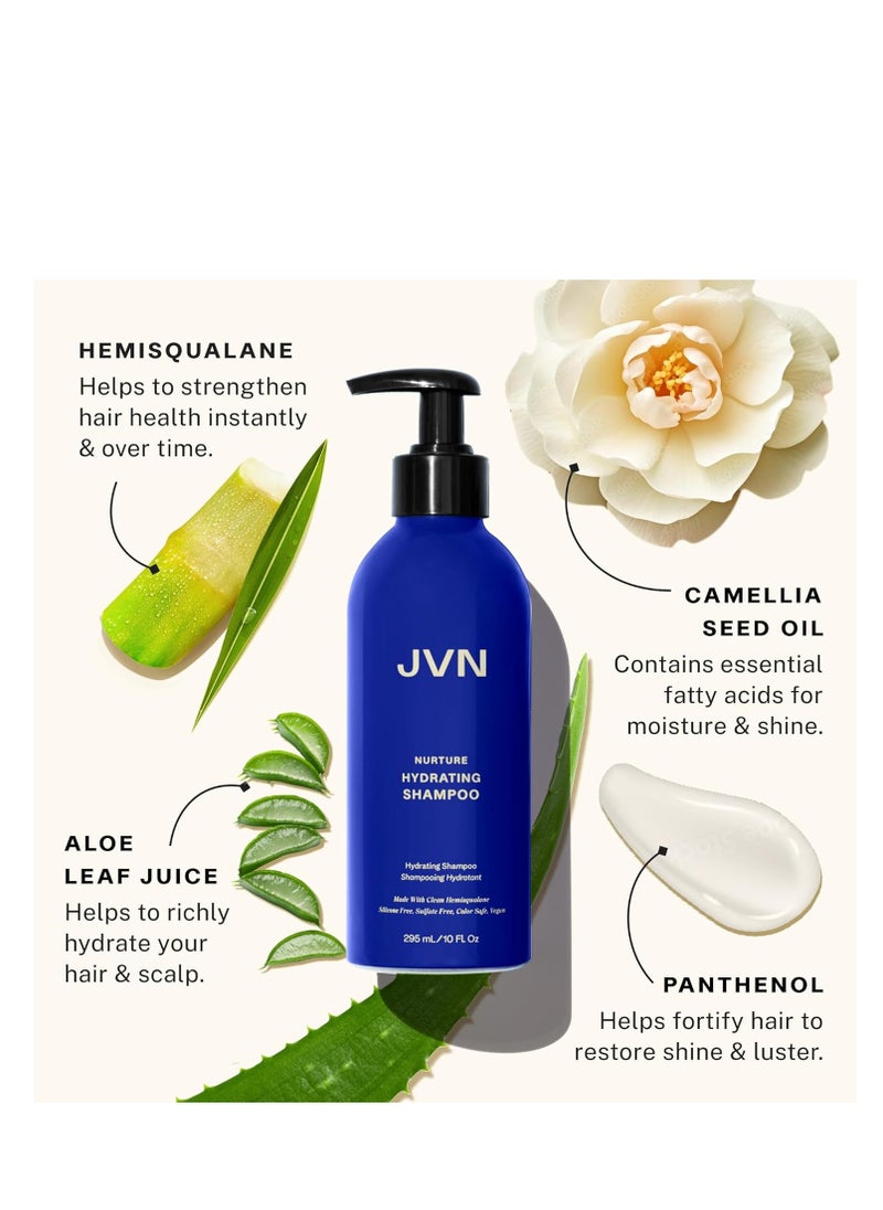 JVN - JVN Nurture Hydrating Shampoo & Conditioner, Nurture Shampoo & Conditioner for All Hair Types, Detangles & Softens Hair, Made with Clean Hemisqualane (10 Fl Oz) - Image 1