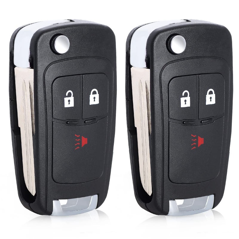 Pack of 2 Aichiyu Key Fob Case Replacement Flip Remote Control Car Key Shell Cover Fob 3 Buttons Fits for Chevrolet Spark 2012 2013 2014 2015 2016