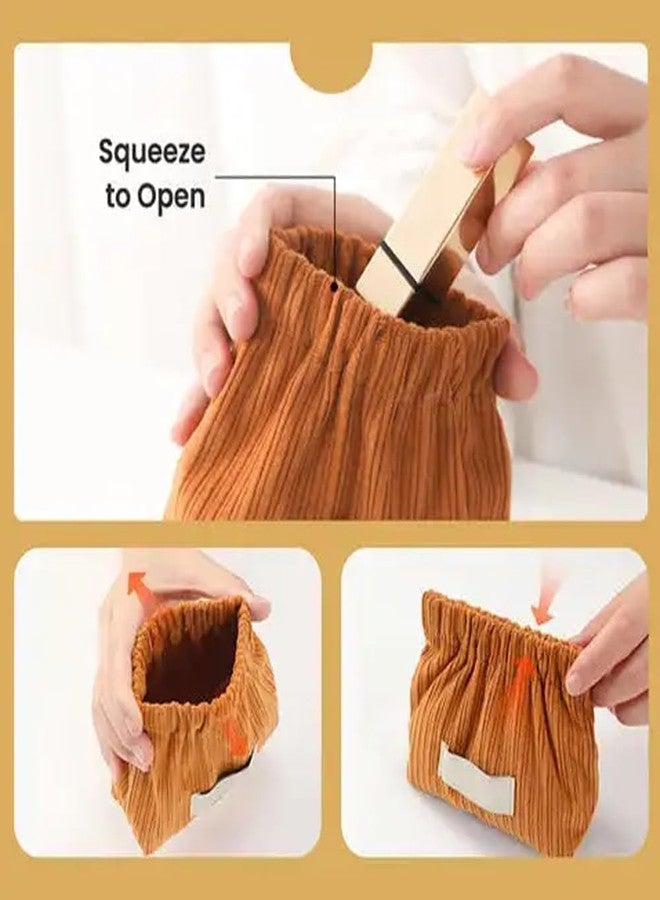 SKDBPM Polyester 1 Pcs Small Pouches for Women Girls, Travel Mini Makeup Pouch, Corduroy Coin Pouch, Squeeze-Open Lipstick Jewelry Storage Bag Hair Accessories Organizer - Image 2