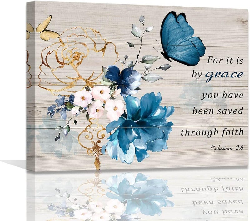PulsatingFingertip Butterfly Bible Verse Canvas Wall Art - Image 1