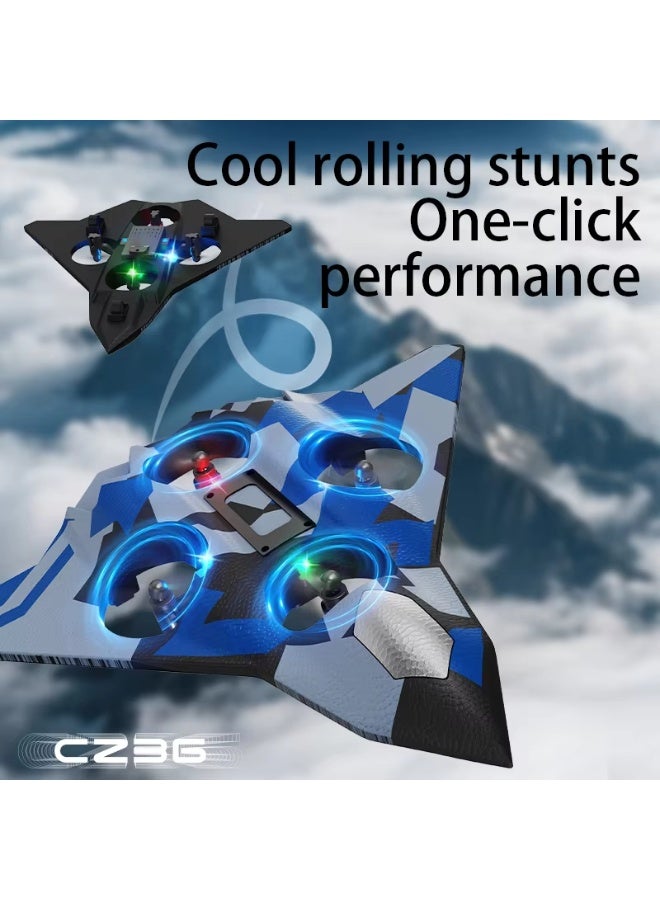 BORTONY RC Plane 2.4GHz Remote Control Drone Quadcopter Foam Fighter Aircraft Lightweight with One-Key Takeoff LED Lights & 360° Stunt Flips for Beginners & Kids - Image 3