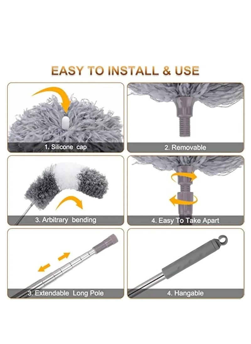 Generic - Feather Duster with Extendable Pole, Removable and Washable Dusters for Cleaning Home with Ostrich Feathers Duster - Image 1