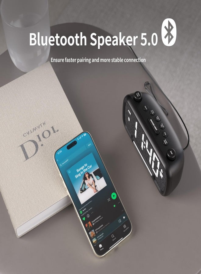 OnLyee Alarm Clock Radio with Bluetooth Speaker, FM Radio, High Fidelity Sound, Bedside Clock with 2 USB Chargers, Adjustable Dimmer & Volume, Night Light, Auto-Off Timer, Ideal for Bedroom and Home Office - Image 5