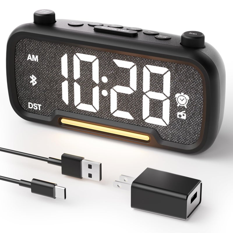OnLyee Alarm Clock Radio with Bluetooth Speaker, FM Radio, High Fidelity Sound, Bedside Clock with 2 USB Chargers, Adjustable Dimmer & Volume, Night Light, Auto-Off Timer, Ideal for Bedroom and Home Office - Image 1