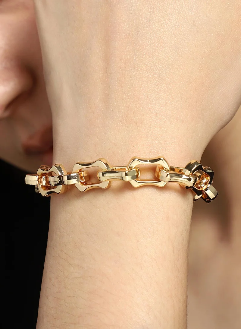 SOHI SOHI Women The Bracket-Link Chain Bracelet | California  Colour | One-Size | Metallic Alloy Material | Lobster Clasp Closure | Bracelet For Casual & Evening Wear