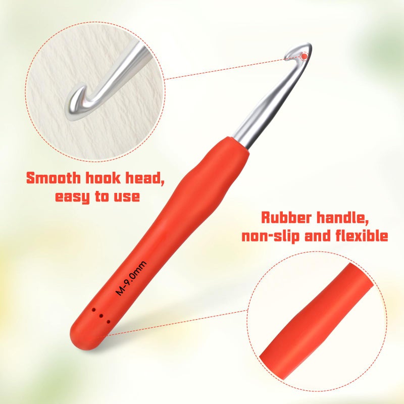 SHWAKK Crochet Hook, 9.0 mm Ergonomic Crochet Hook, Crochet Needles for Arthritic Hands, Knitting Needles with Soft Handle Beginners and Experienced Hobbyists (9.0 mm) - Image 3