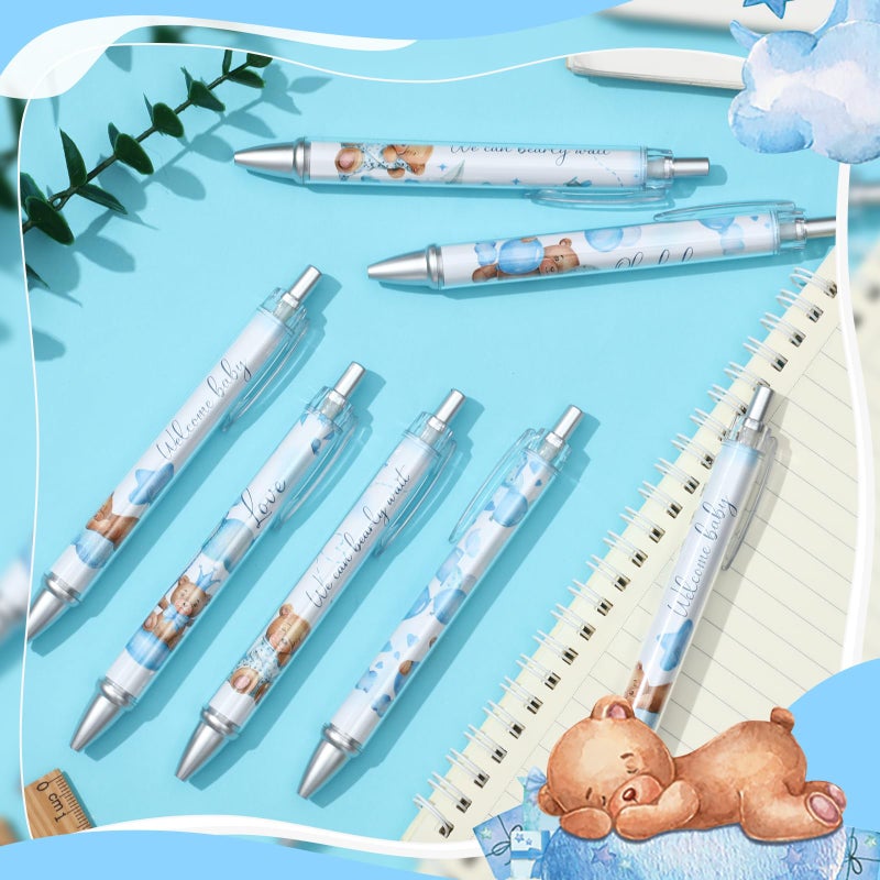 Chuangdi 24 Pcs Boy Bear Baby Shower Ballpoint Pens Favors Bulk Retractable Ballpoint Pen Black Ink with Gifts for Guests School Supply - Image 4