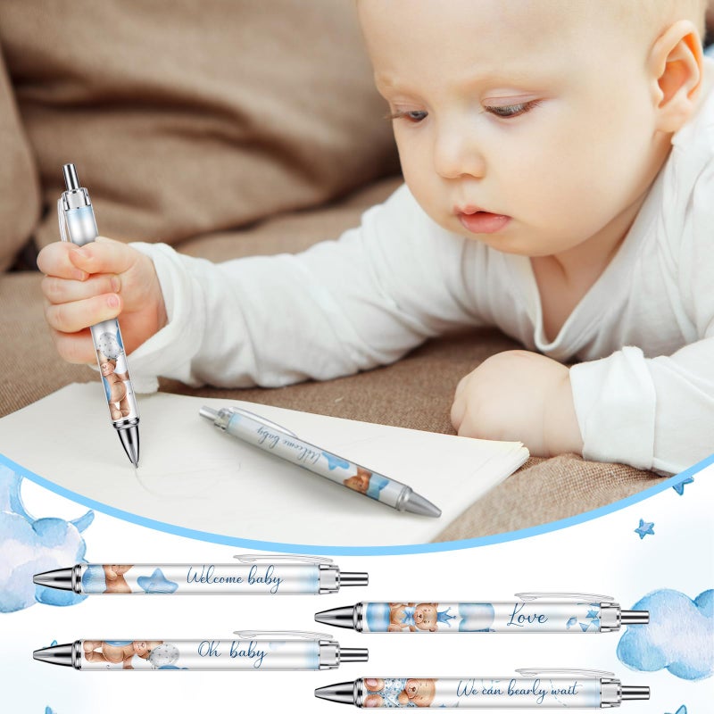 Chuangdi 24 Pcs Boy Bear Baby Shower Ballpoint Pens Favors Bulk Retractable Ballpoint Pen Black Ink with Gifts for Guests School Supply - Image 5