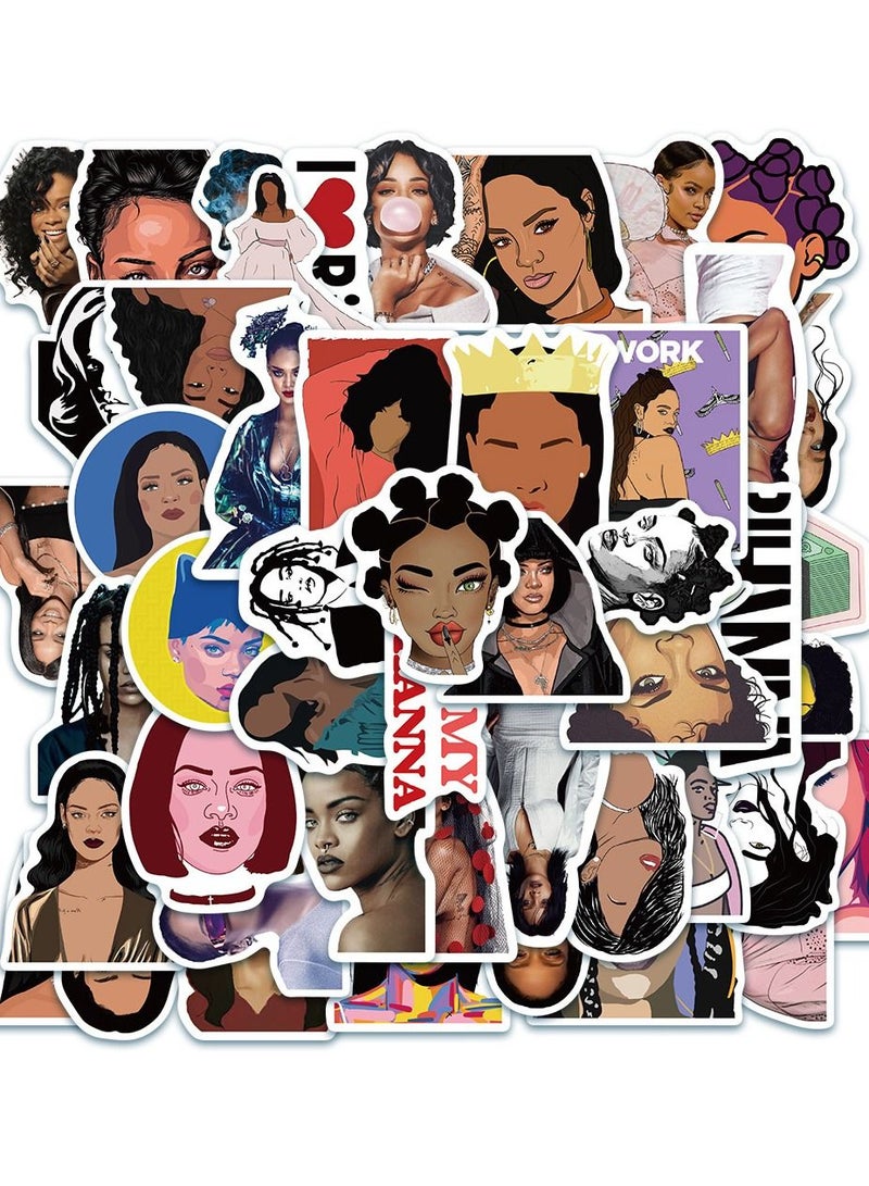 Rihanna 50-Piece Rihanna Cute Vinyl Waterproof Sticker