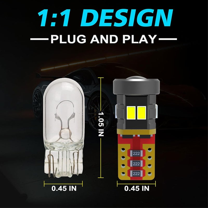 194 لمبة لوحة ترخيص LED عالية السطوع بنسبة 400% من نوع T10 168 2825 W5W لمبات للقبة والخريطة والباب والمقصورة الداخلية للسيارة بلون أبيض 6000K، عبوة من 2 - Image 3