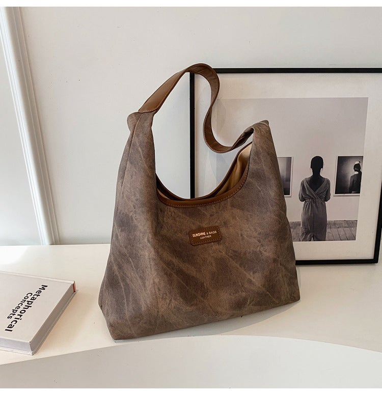 Bag Women'S Fashion Underarm Large Capacity Casual Retro All-Match Commuter Shoulder Tote Bag Student Morning Eight Class Bag