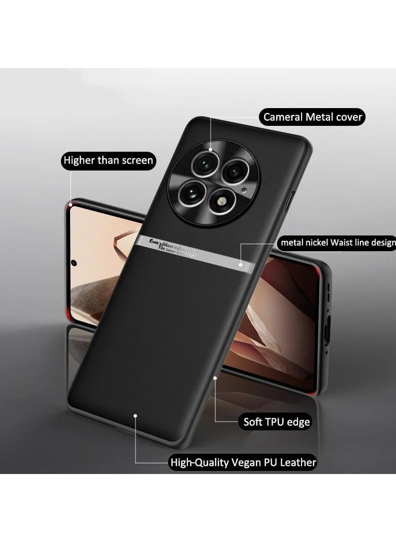 VKL - Case Compatible with OnePlus 13 Case, Liquid Vegan PU Leather Case Soft TPU Edge Anti-Fingerprint Shockproof Protective Back Cover for OnePlus 13 5G (Black) - Image 1