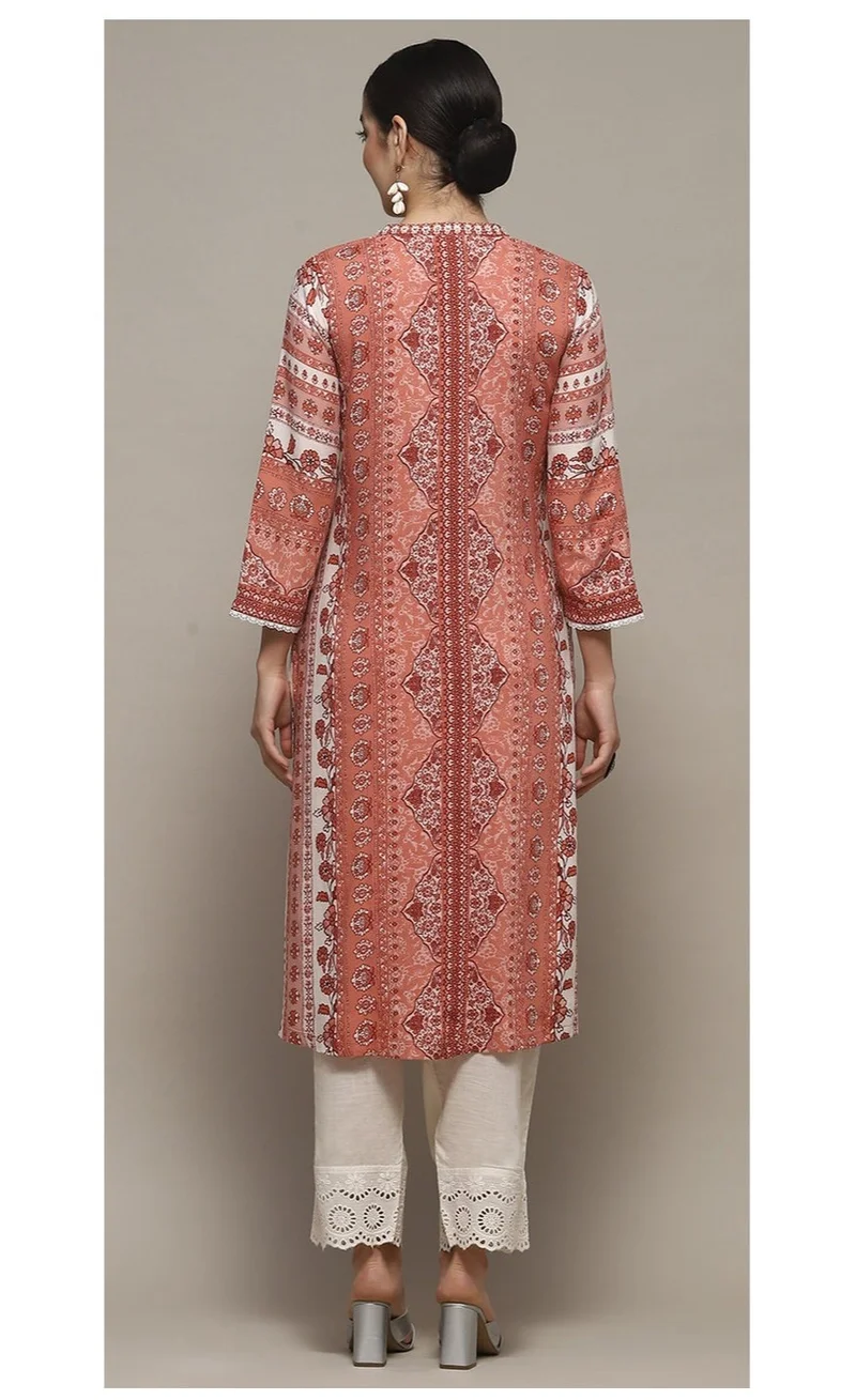 Biba  Blush Pink Viscose Straight Kurta for Women | Best Price UAE