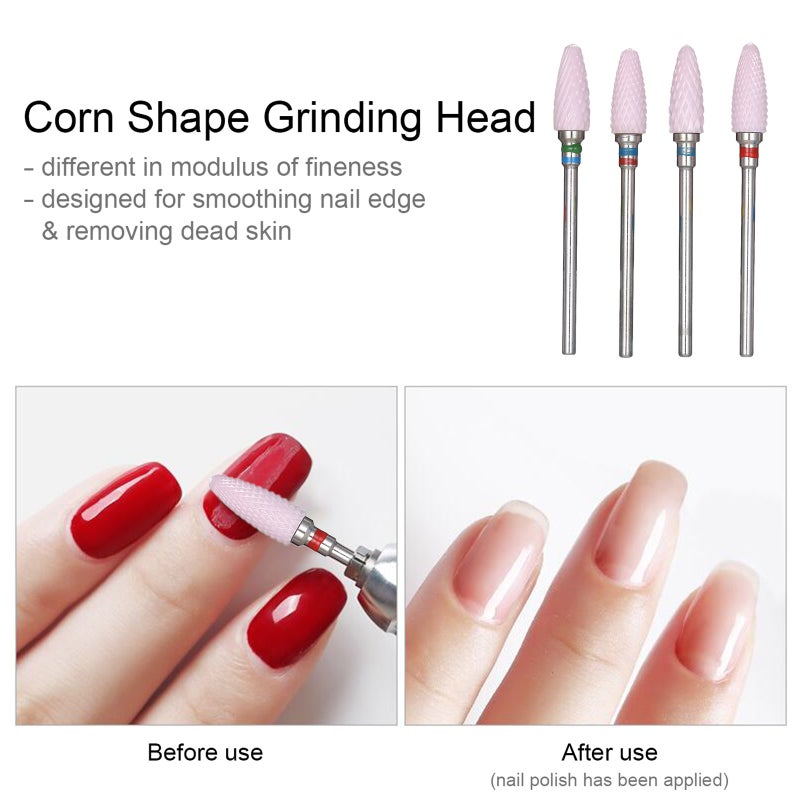 10pcs Ceramic Nail Drill Bits Pedicure & Manicure Drill Bit Set with Plastic Storage Case Nail Supplies for Removing Nail Gel & Cuticle Nail Grinding Tools - Image 2