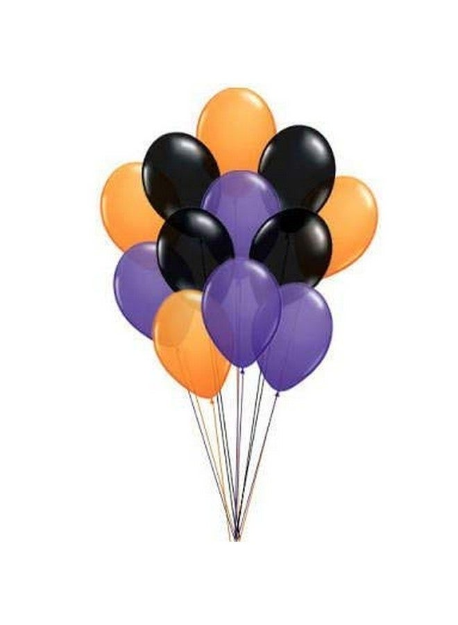 تريشرا بالونات TRISHRA Party Products عالية الدقة ذات اللمسة المعدنية لتزيين حفلات أعياد الميلاد/الذكرى السنوية، عبوة من 30 بالونًا باللون الأسود والأرجواني والبرتقالي - Image 1