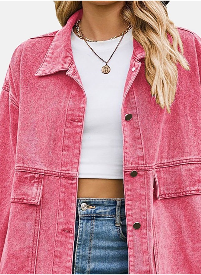 Pink Collared Long Sleeve Denim Jacket - pzsku/Z536E7ED2FF79B230788CZ/45/_/1727952472/28f5e943-8a8d-4cad-8b40-5544c0ee6d62