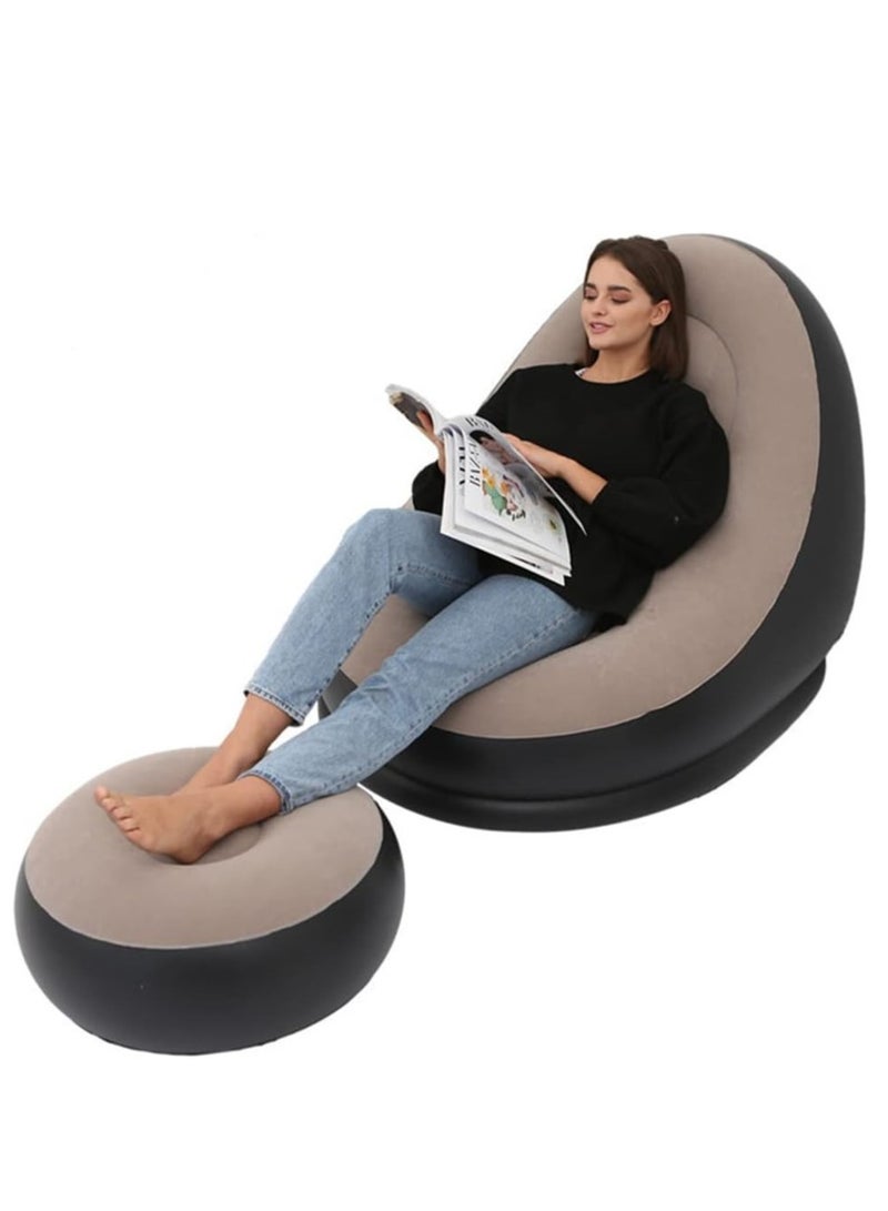 Inflatable Lazy Sofa Family Inflatable Lounge Chair Inflatable Bean Bag Chair with Inflatable Foot Cushion and Electric air Pump for Room,Living Room, Outing and Camping  - Image 1