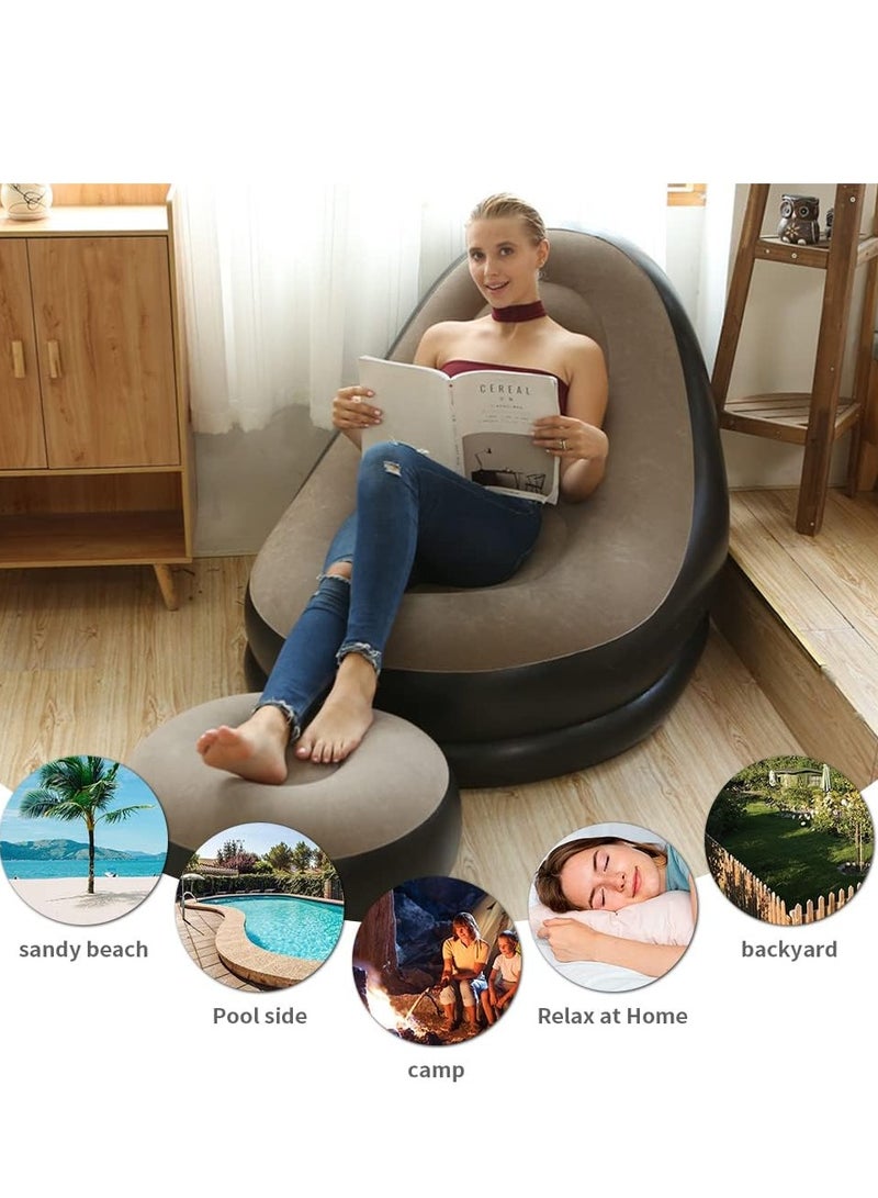 Inflatable Lazy Sofa Family Inflatable Lounge Chair Inflatable Bean Bag Chair with Inflatable Foot Cushion and Electric air Pump for Room,Living Room, Outing and Camping  - Image 5