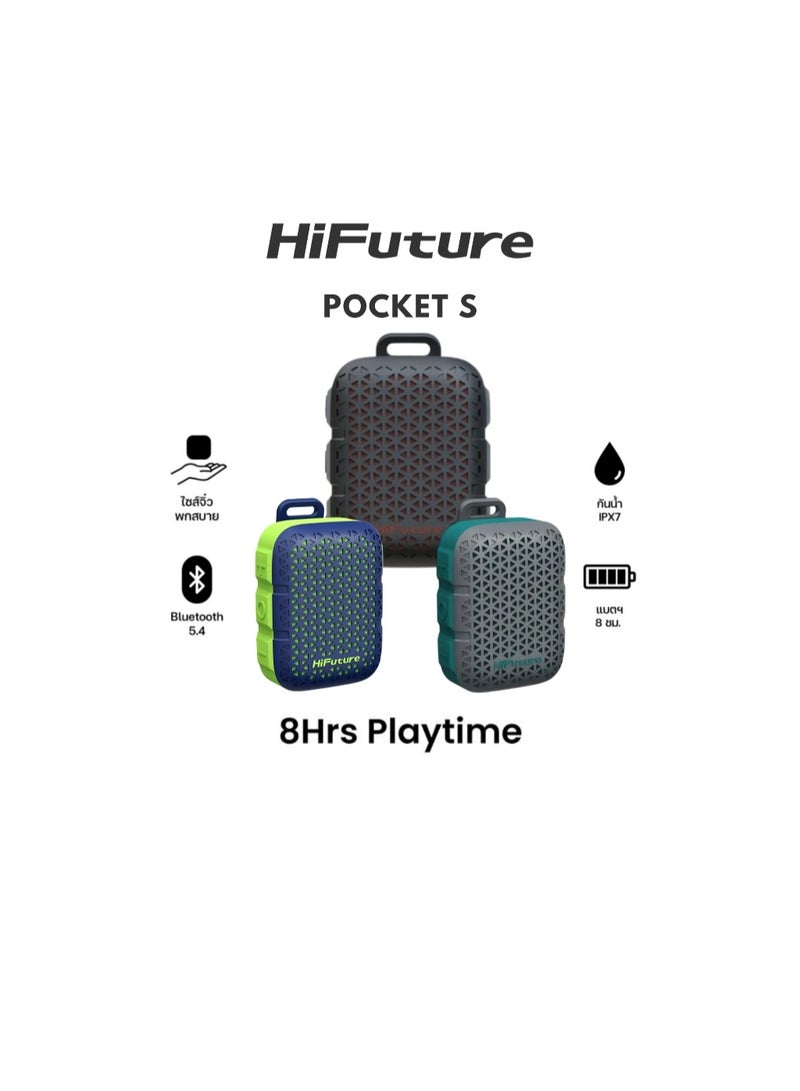 HiFuture Pocket S Mini Portable & Wearable Speaker | 8H Playtime | Magnetic Clip | IPX7 Waterproof | Type-C Charging | 77g Lightweight – Premium Design Black - Image 4