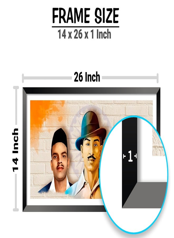 DBrush Shahid Bhagat Singh, Sukhdev, Rajguru Indian Freedom Fighter Modern wall Decor Artwork Laminated Coated Framed For office Home Big size Painting 14 Inch x 26 Inch Synthetic wood - Image 4