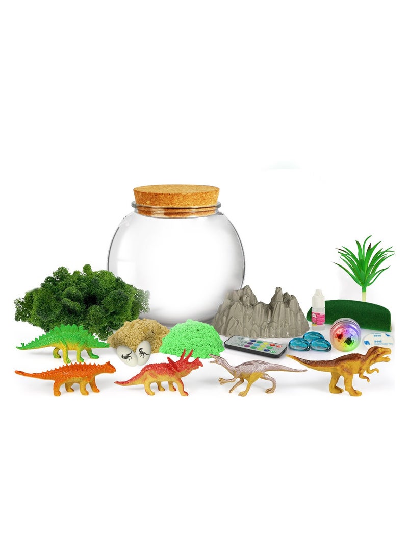 Children's Glowing Eco-Bottle DIY Toy Set (Dinosaur Theme) LED Decorative Bottle, Kids' Craft Kit, Perfect Gift for Boys & Girls (Dinosaur Set) - Image 1