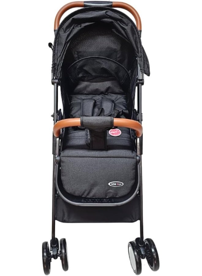 SMR Kids عربة أطفال SMR T300S قابلة للطي بسهولة مع مسند ظهر قابل للتعديل في عدة وضعيات وغطاء لحماية من الشمس 70 X 99 X 52 أسود - Image 4