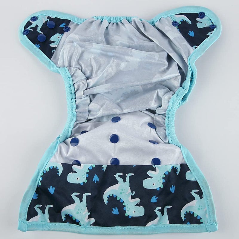 Hibaby One Size Cloth Diaper Cover Snap With Double Gusset (Baby Dinosaur), One Fit All - Image 3