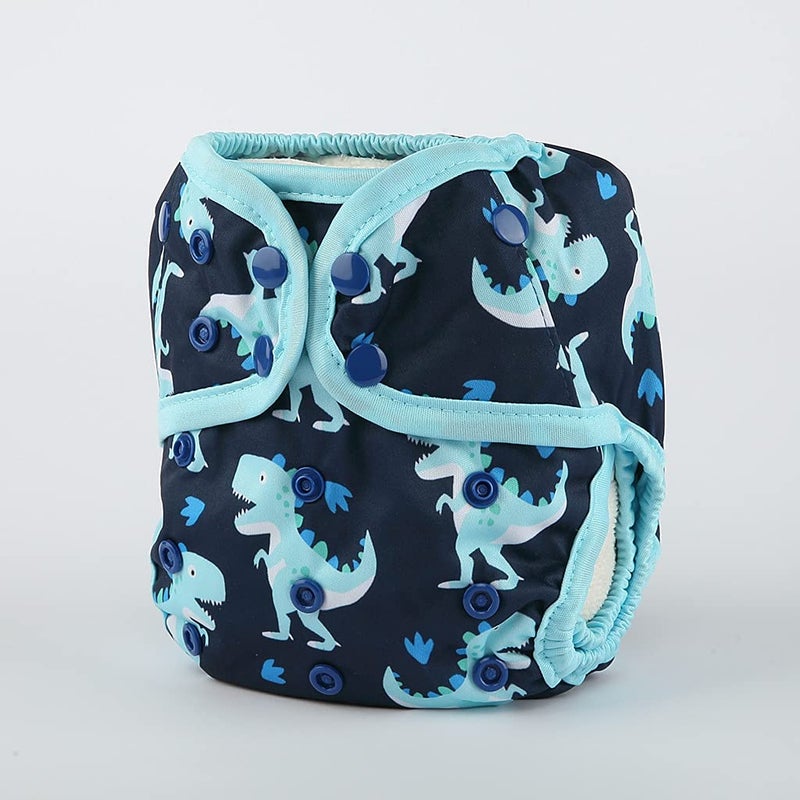 Hibaby One Size Cloth Diaper Cover Snap With Double Gusset (Baby Dinosaur), One Fit All - Image 2