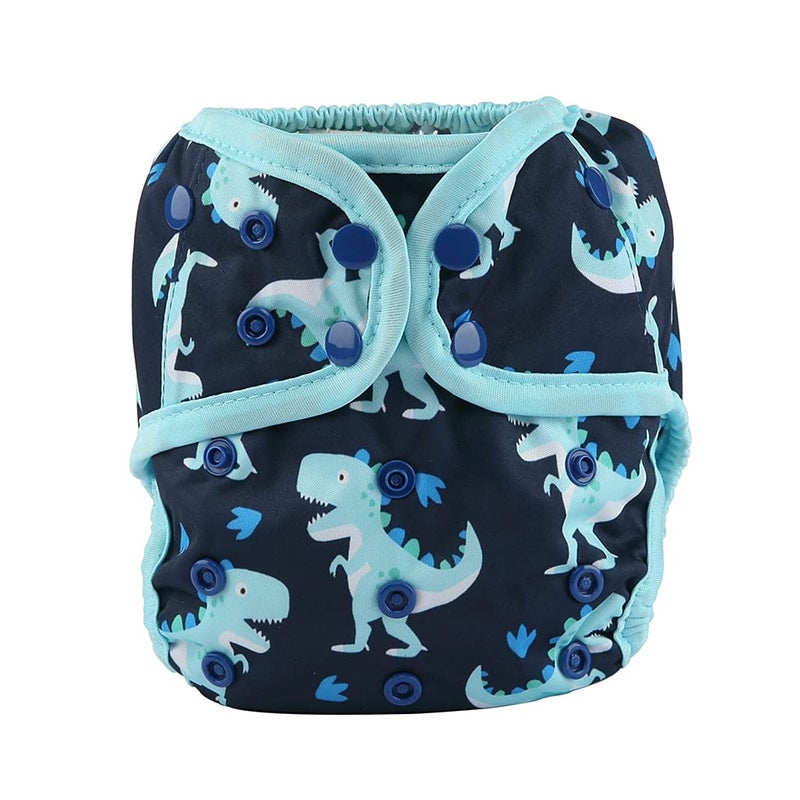 Hibaby One Size Cloth Diaper Cover Snap With Double Gusset (Baby Dinosaur), One Fit All - Image 1