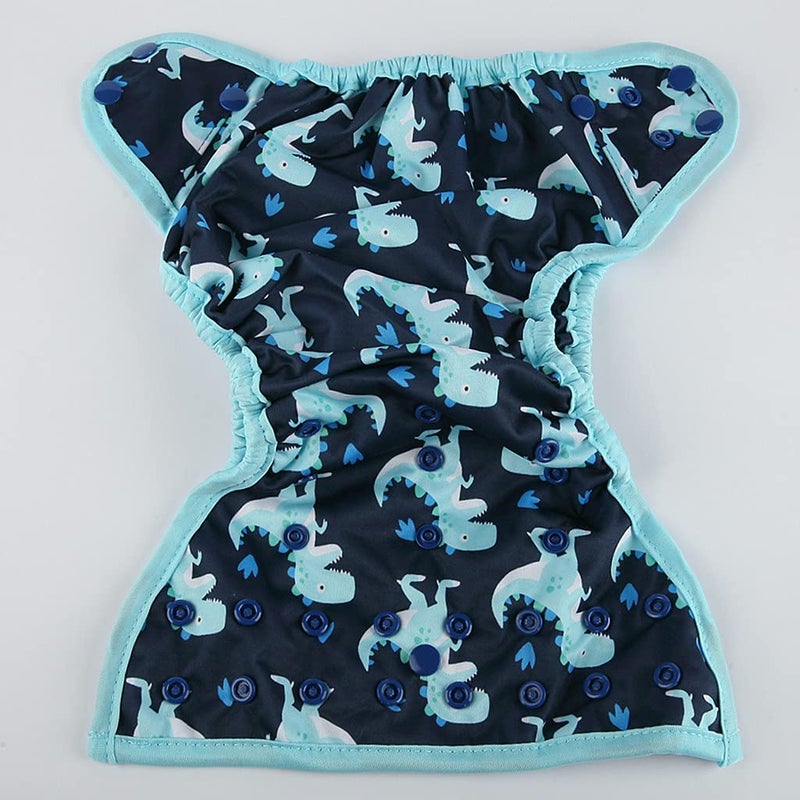 Hibaby One Size Cloth Diaper Cover Snap With Double Gusset (Baby Dinosaur), One Fit All - Image 4
