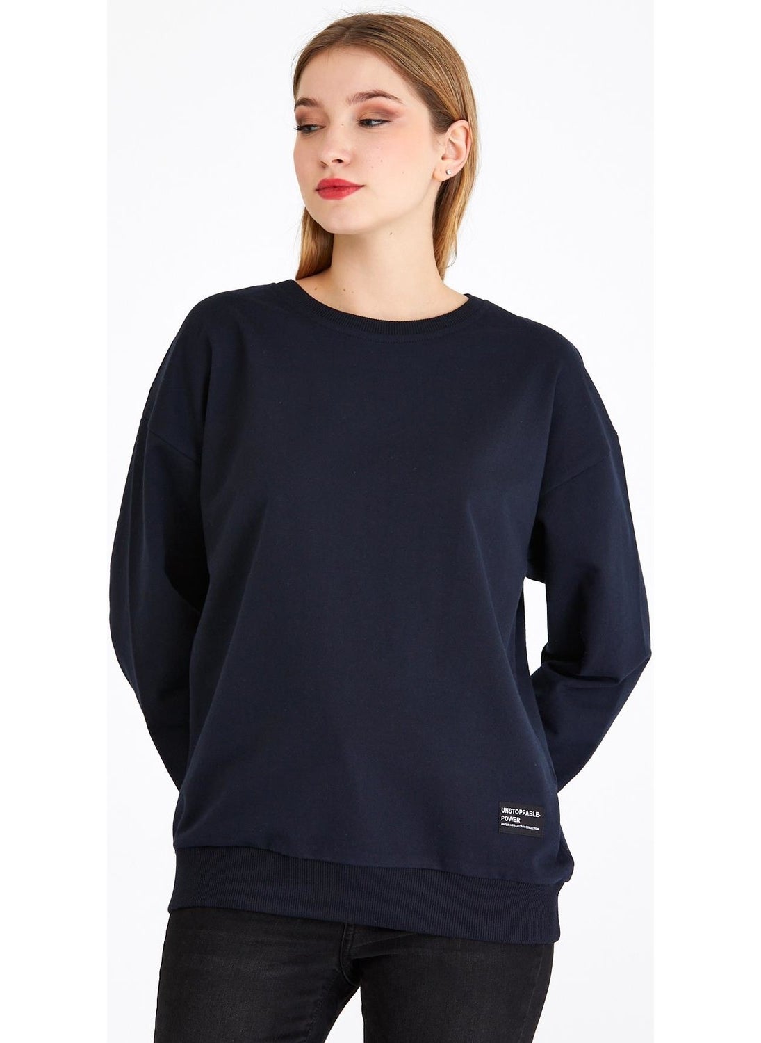 Women's Navy Blue Basic Crew Neck Sweatshirt - pzsku/Z536EA7E9EFA84F371F9DZ/45/_/1725722206/870800b0-4623-4cd0-9216-585b8a1c3d91