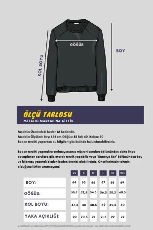 ميتاليك Women's Navy Blue Basic Crew Neck Sweatshirt