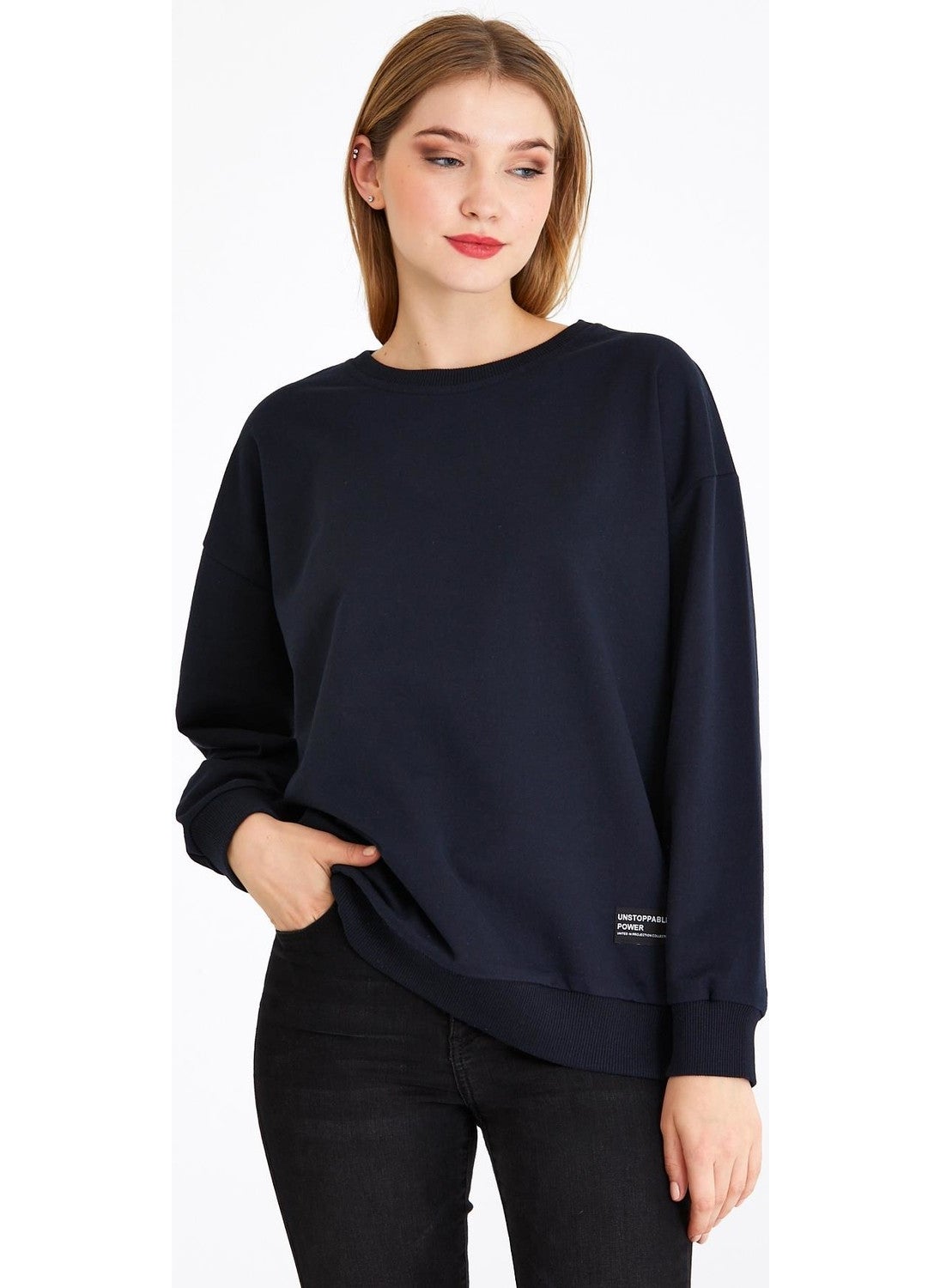 Women's Navy Blue Basic Crew Neck Sweatshirt - pzsku/Z536EA7E9EFA84F371F9DZ/45/_/1727915519/d7d649e6-1f9c-4ae4-ab67-4ac5bf9d2680