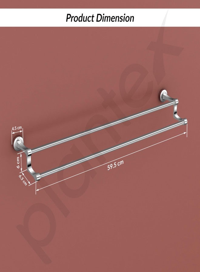 Plantex Premium Stainless Steel & Aluminum Dual Towel Rod/Towel Hanger for Bathroom/Towel Stand/Bathroom Accessories (24 Inch-Chrome) - Image 2