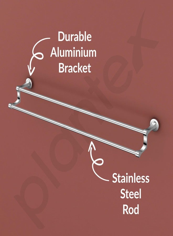 Plantex Premium Stainless Steel & Aluminum Dual Towel Rod/Towel Hanger for Bathroom/Towel Stand/Bathroom Accessories (24 Inch-Chrome) - Image 4