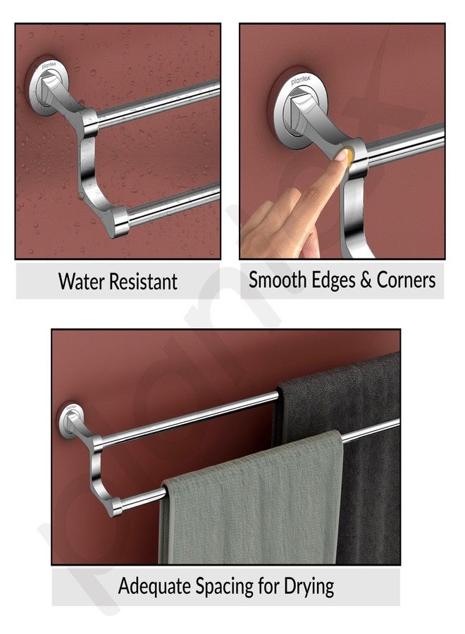 Plantex Premium Stainless Steel & Aluminum Dual Towel Rod/Towel Hanger for Bathroom/Towel Stand/Bathroom Accessories (24 Inch-Chrome) - Image 5