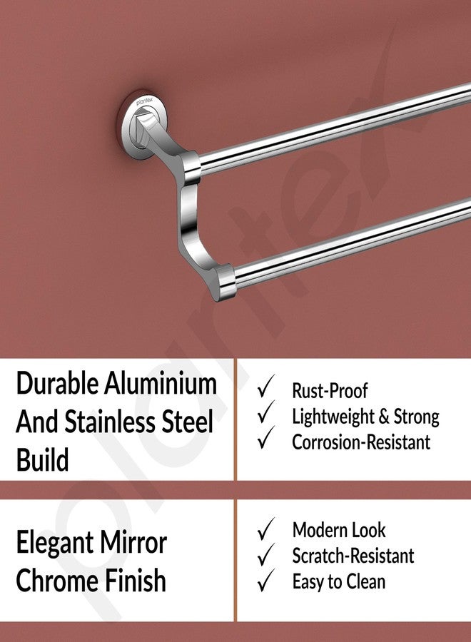 Plantex Premium Stainless Steel & Aluminum Dual Towel Rod/Towel Hanger for Bathroom/Towel Stand/Bathroom Accessories (24 Inch-Chrome) - Image 3