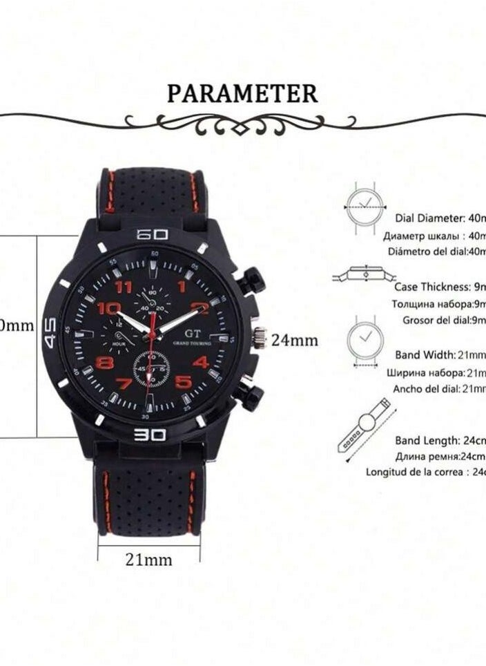 GT Fashion Sports Silicone Stainless Steel Waterproof Quartz Watch for Men and Women  - Image 2