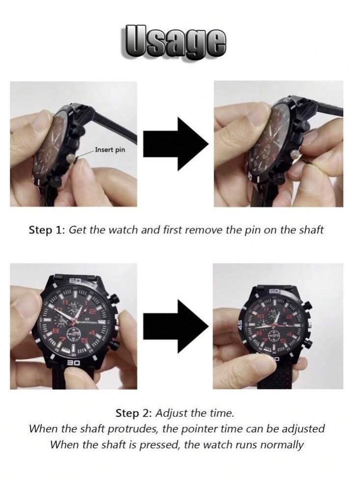 GT Fashion Sports Silicone Stainless Steel Waterproof Quartz Watch for Men and Women  - Image 3