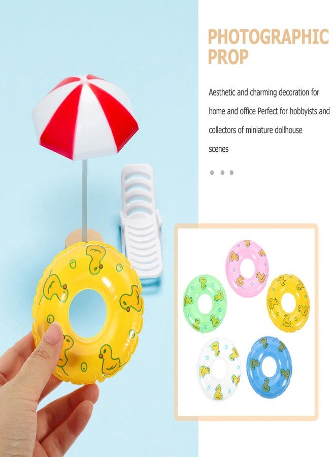 JOINPAYA 5pcs Mini Swimming Ring: 3.34in Cute Duck Lifebuoy Decorative Dollhouse Accessories Photo Props for Summer Sport Theme Decor - Image 5