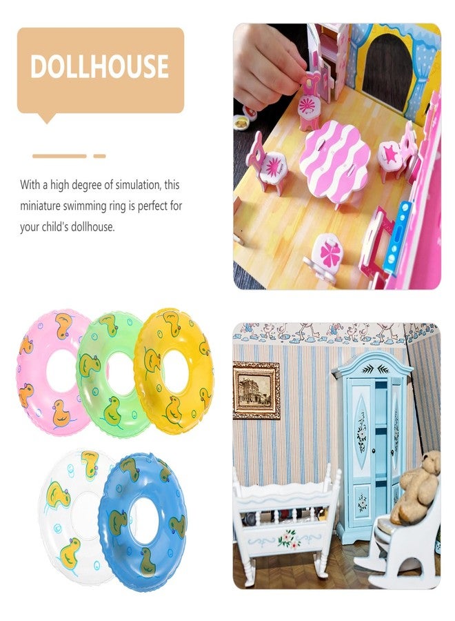 JOINPAYA 5pcs Mini Swimming Ring: 3.34in Cute Duck Lifebuoy Decorative Dollhouse Accessories Photo Props for Summer Sport Theme Decor - Image 4