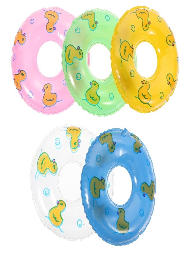 JOINPAYA 5pcs Mini Swimming Ring: 3.34in Cute Duck Lifebuoy Decorative Dollhouse Accessories Photo Props for Summer Sport Theme Decor - Image 1